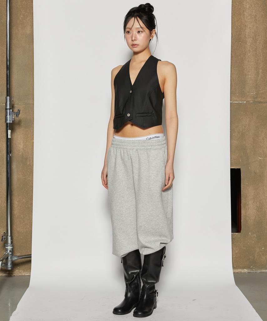 Peideomeonteu Balloon Jogger Wide Pants (White Melange Gray)