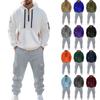Men's Solid Color Casual Suit Loose Sports Hooded Sweatshirt With Pockets Multi Pocket Overalls Suit