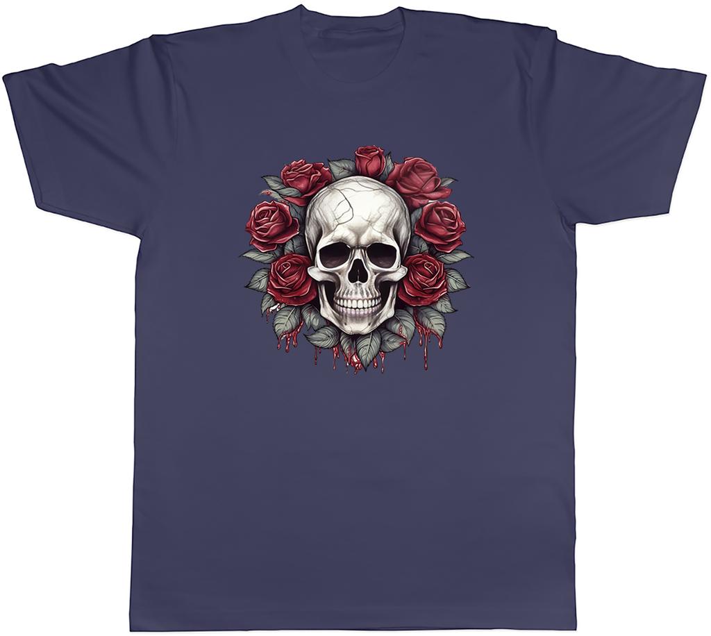 Skull Roses Unisexs TShirt Gothic Emo Biker Rock Head Unisex Tee Gift