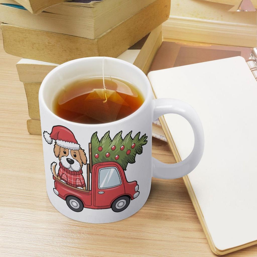 11oz Weiße Keramiktasse mit glänzendem Korpus und beidseitig bedrucktem Design, Perfekt für Kaffeeliebhaber und täglichen heißen Tee