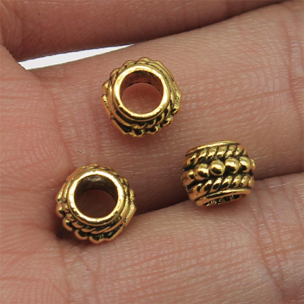20pcs Big Hole Round Carved Spacer Beads For Jewelry Making Antique Silver Color DIY Crafts Making Findings Handmade Findings