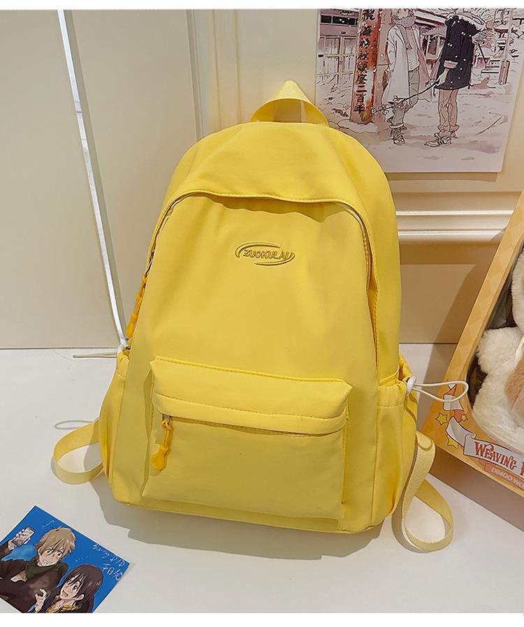 School bag 2025 new solid color ins wind backpack Korean version versatile high-value backpack simple large-capacity student school bag