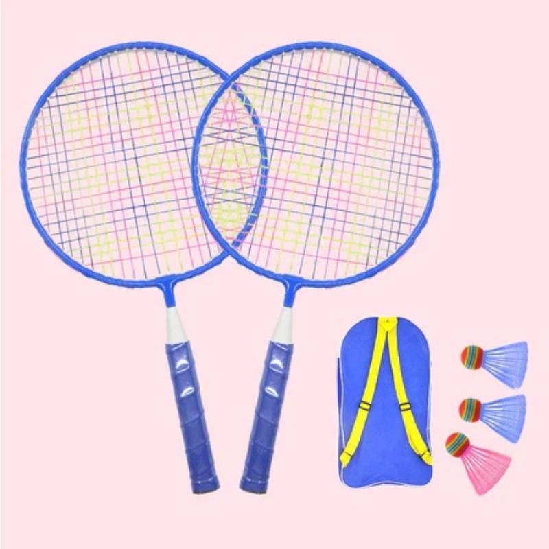 Kids Badminton Racket 2Pcs Set with 3 Balls Non-Slip Soft Grip Portable for Beginner Training Outdoor Beach Activities