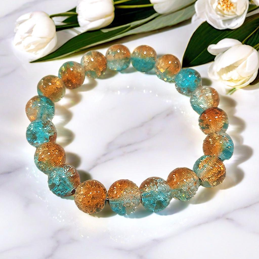 10mm Dopamine Jade Crushed Glass Bracelet: Women's Light Luxury Fidget Beaded Bracelet
