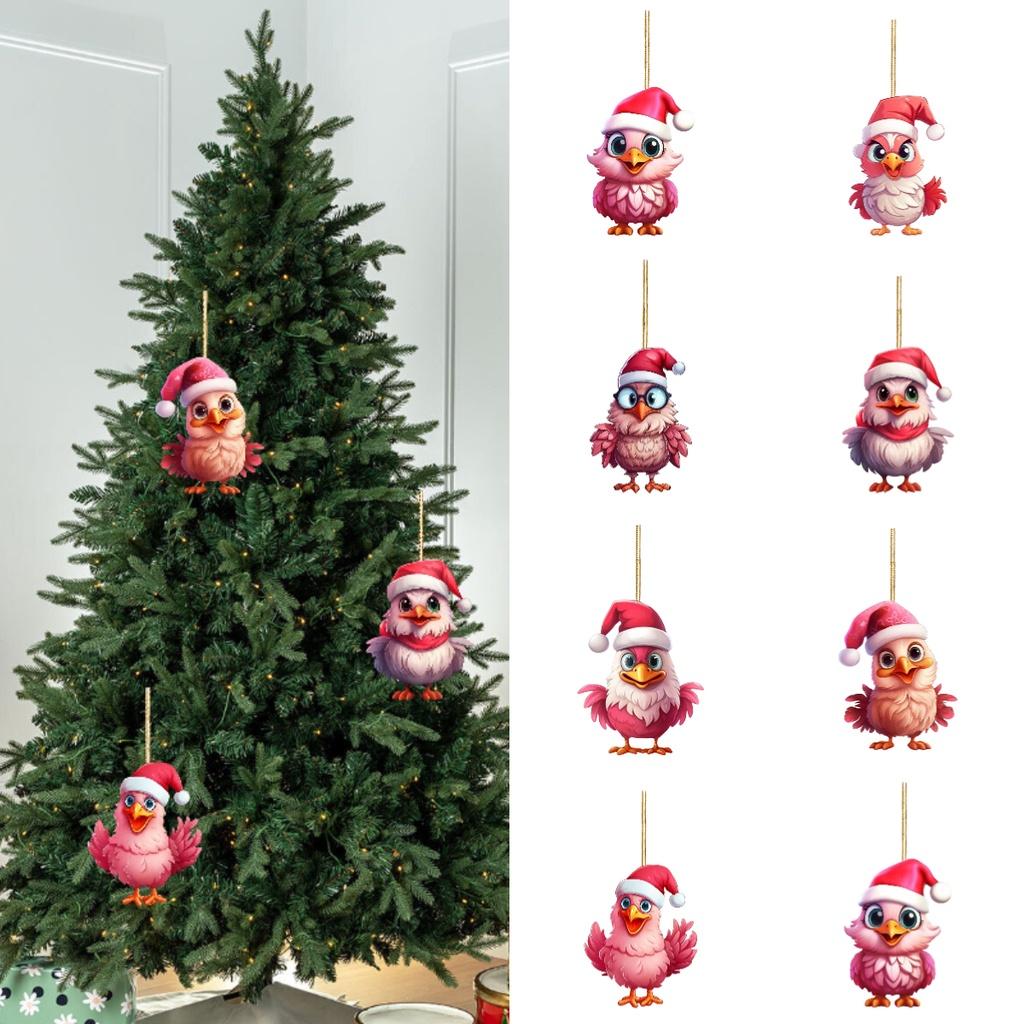 Cute Pink Cartoon Chicken Car Ornament Christmas Tree Decoration For Festive Home Dcor