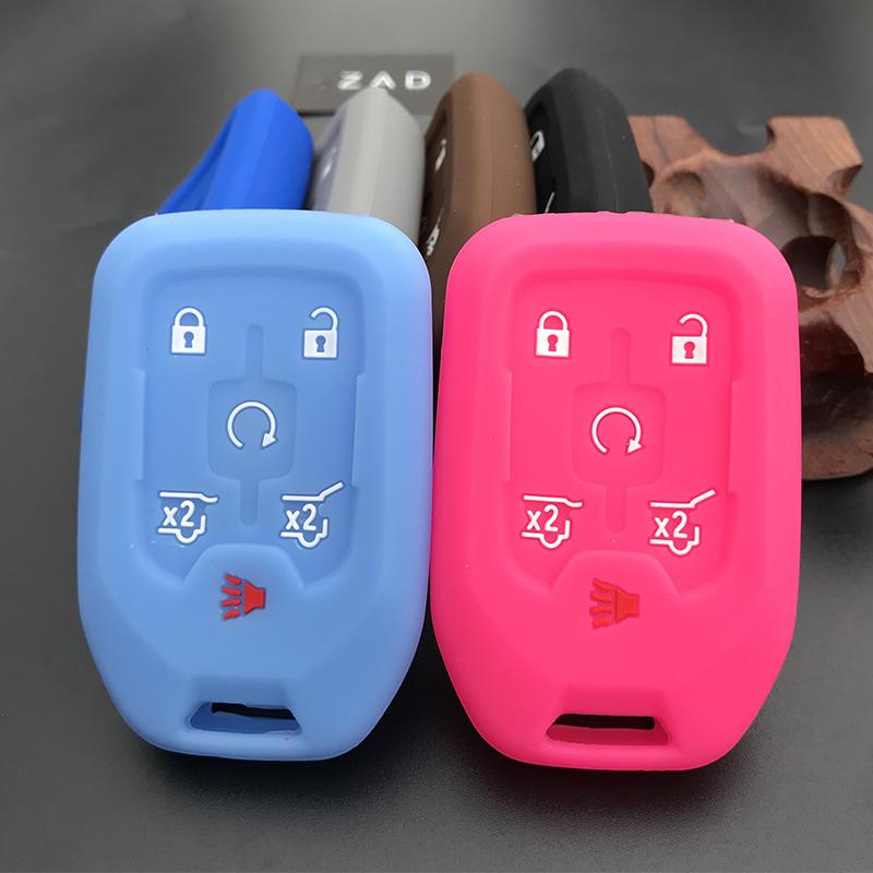 Silicone Car Key Cover Case For Chevrolet Camaro 2015 2016 GMC Yukon Suburban Tahoe Smart 6 Buttons Auto Accessories
