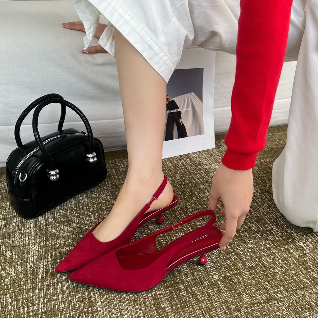 Chunxin French One-Word Strap Mary Jane Pointed Single Shoes Women Shallow Mouth High Heels Women