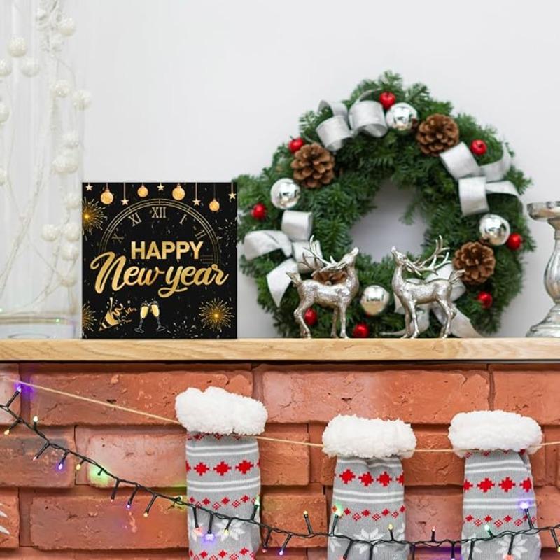 2D Flat Acrylic New Year's Happy Decoration, Indoor and Outdoor Decoration - No Need for Batteries/electricity, Free Day Decoration, Shop Decoration,
