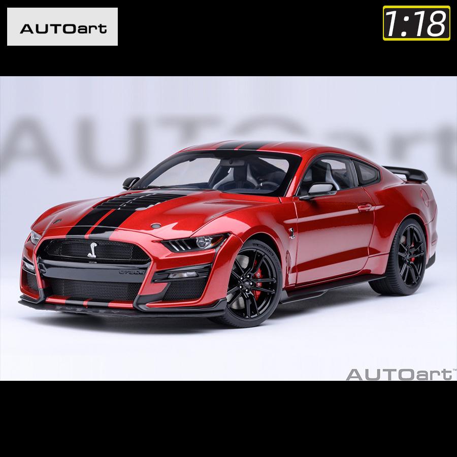 

AUTOART New 1/18 scale Ford Mustang Shelby GT500 WHITE SILVER Sports car model Static display Collection Holiday gift 73097