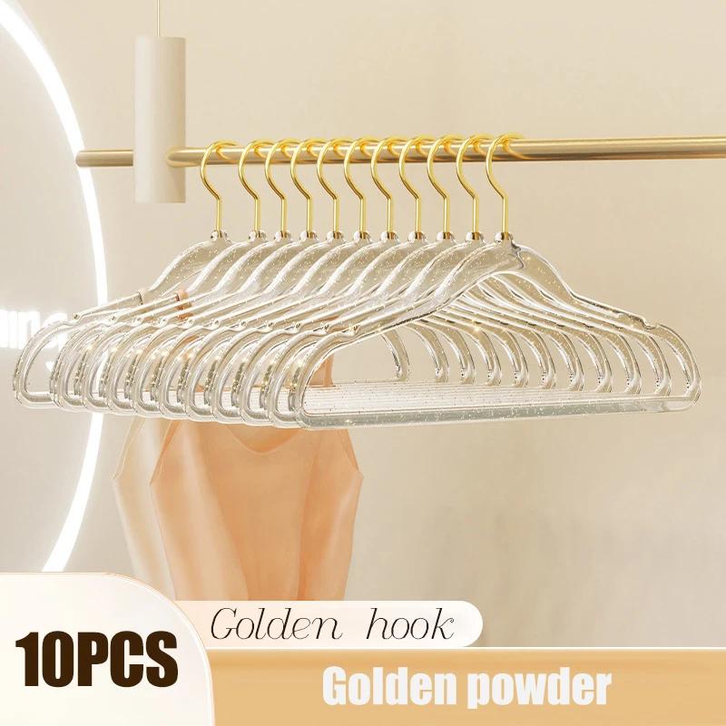10PCS Acrylic Plastic Hangers Glitter Traceless Clothes Drying Hanger Female Wardrobe Clothing Space-Saving Storage Organizer