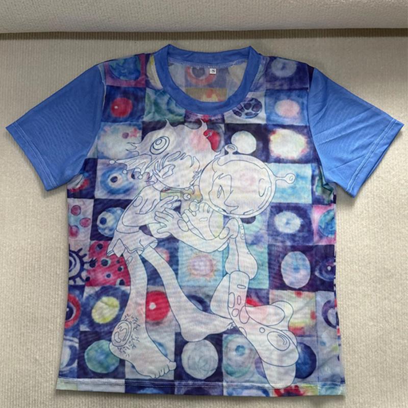 Summer European and American digital printed round neck spicy girl casual T-shirt