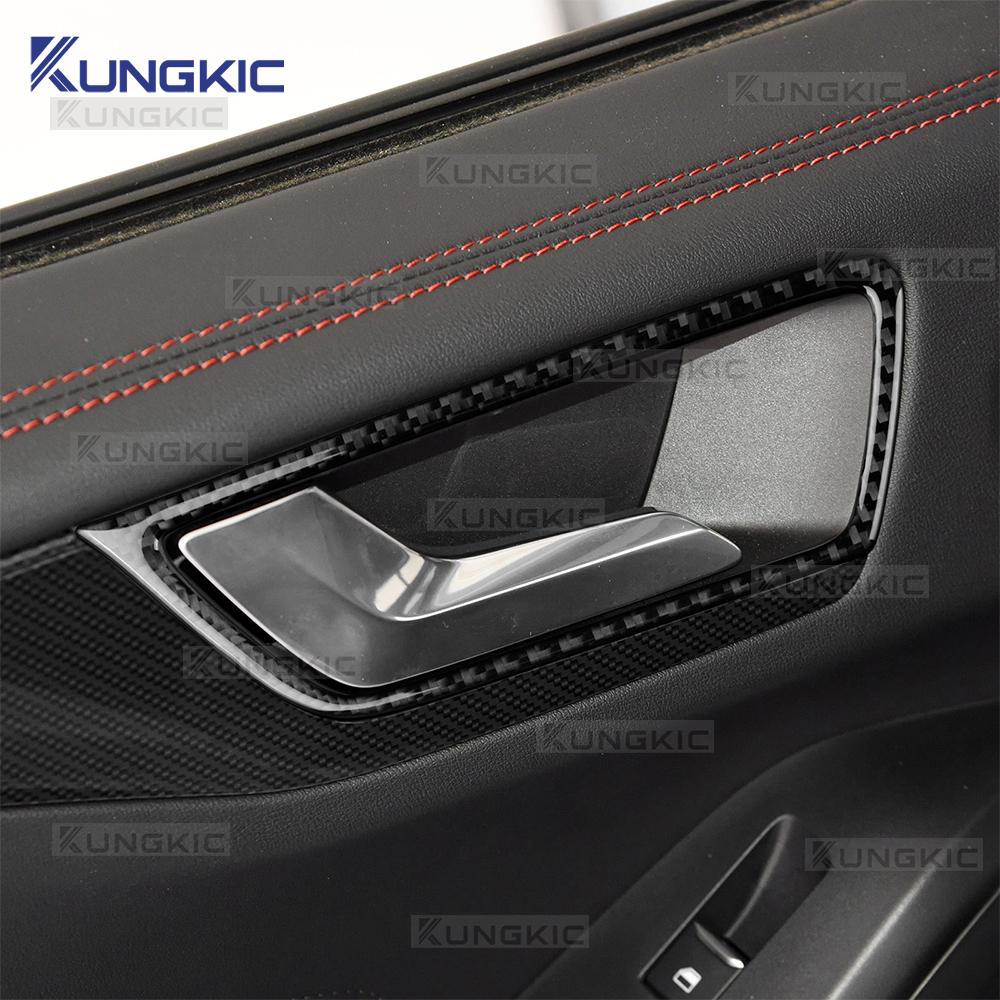 For Ford Focus/Focus ST 2019 2020 2021 2022 2023 2024 2025 Real Soft Carbon Fiber Sticker LHD Car Interior Door Inner Bowl Frame
