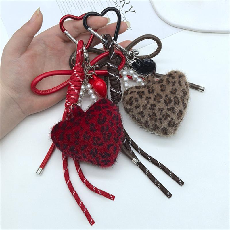 Yogodlns Heart Shape Leopard Mini Backpack Hanging Handbag Pendant Bag Pendant Bags Accessories