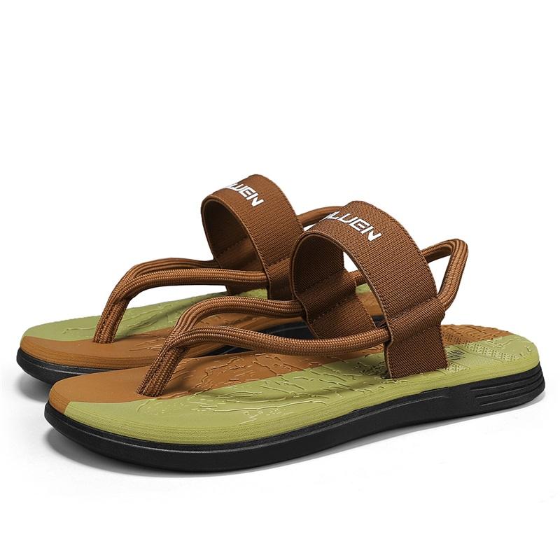 

Летние мужские сандалии для двух пользователей, уличная повседневная пляжная обувь, мужские нескользящие тапочки на толстой подошве 42 хаки