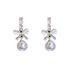 Exquisite Fashionable Bow Zircon Earrings for Women, High-end, Versatile, Anti-cat's Eye Earrings, Trendy Earrings