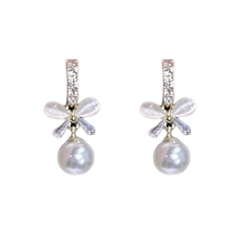 Exquisite Fashionable Bow Zircon Earrings for Women, High-end, Versatile, Anti-cat's Eye Earrings, Trendy Earrings