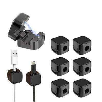 New 6Pcs Magnetic Cable Management Clips Charging Cord Winder Holder Organizer Black