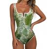Swimsuit for Women V Neck Floral Print Bathing Suit with Wide Shoulder Straps and Low Back Design