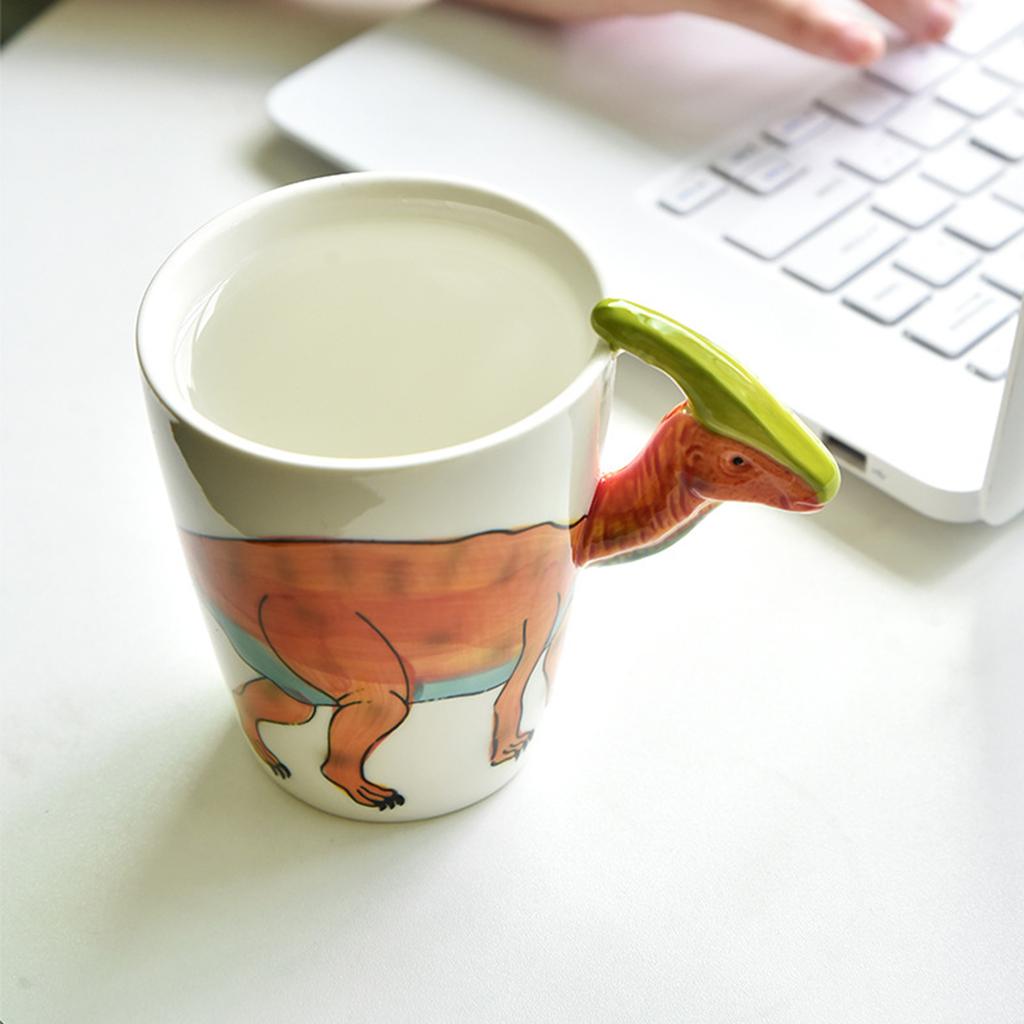 Cana 400ml în formă de dinozaur Cană ceramică cu animal drăguț Cană de birou Cană pentru micul dejun