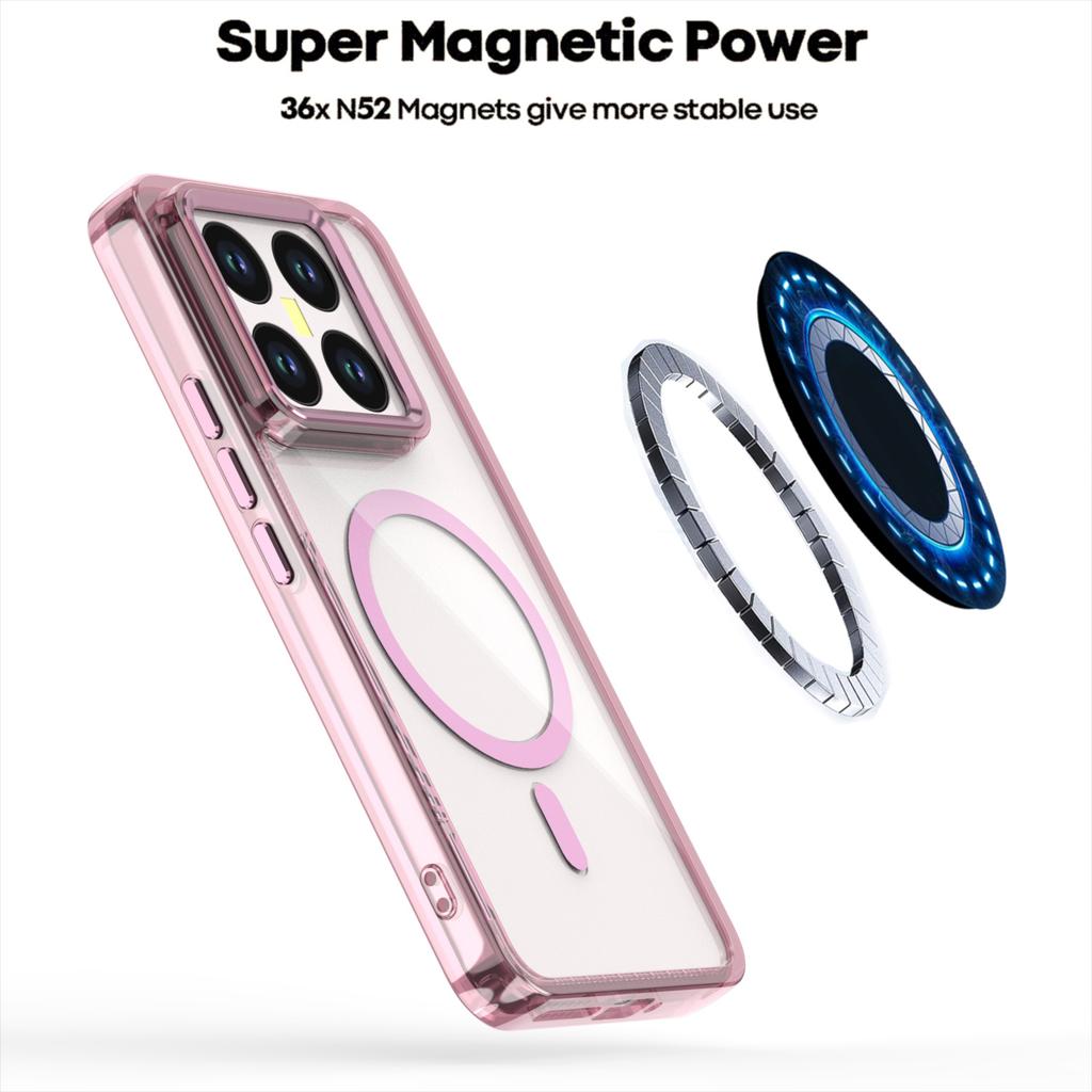 Mi 14T Clear Magnetic Phone Case,Compatible MagSafe Shockproof Slim Protection Cover For Xiaomi Mi 14T Pro