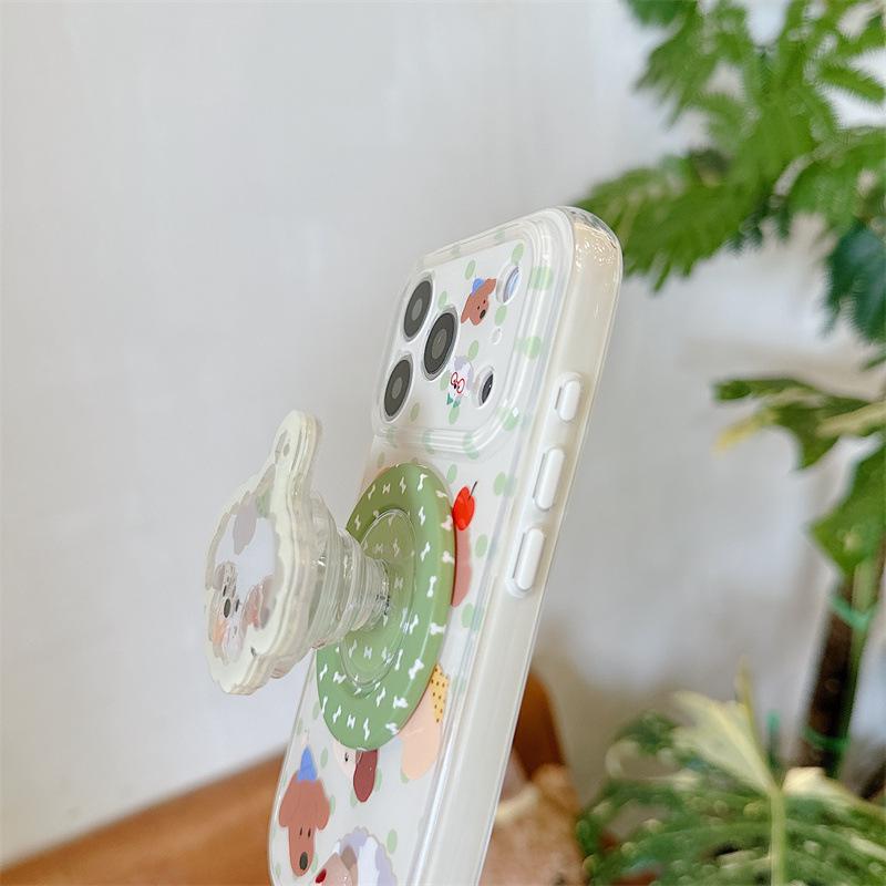 Green Polka Dot Animal Head Magnetic iPhone 17/16 Pro Max/15/14 Heart Phone Case