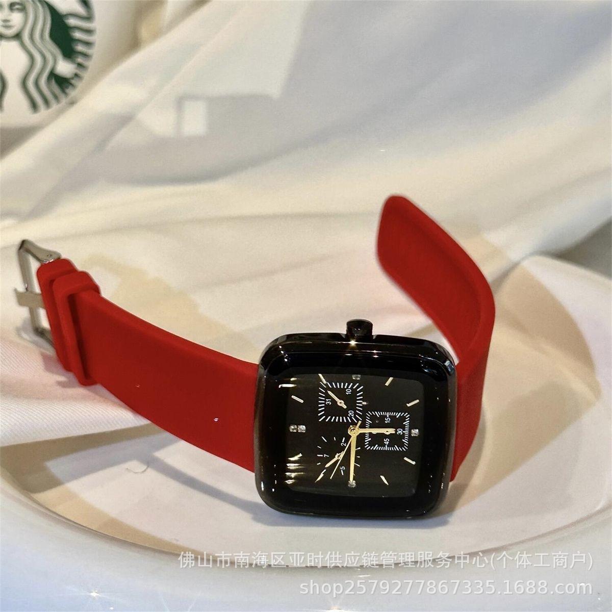Fewt Square Silicone Casual Quartz Watch Women S High Value Fashion красный