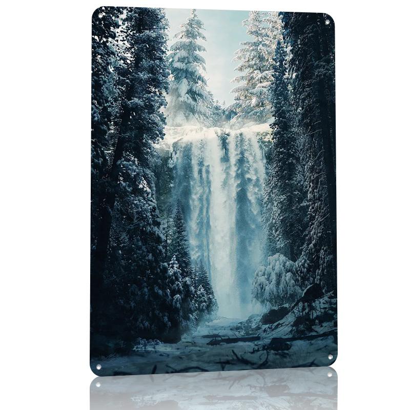 Snow Valley D Texture Printed Poster Custom Vintage Metal Tin Plate Sign for Wall Art Interior Decoration Living Room House
