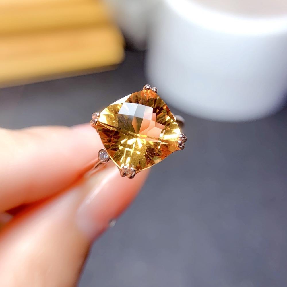 

5ct Morganite Champagne Diamond Open Ring Princess Cut Square Gemstone Jewelry adjustable