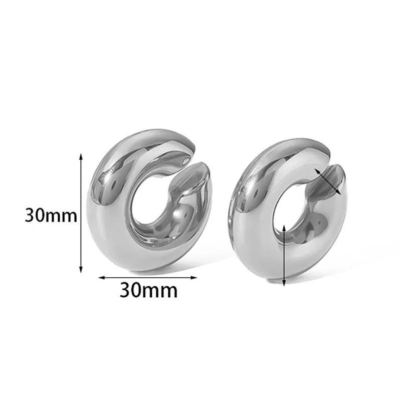 

1 Pair Smooth Circle C Shape Clip Earrings For Women Lightweight Without Piercing Cartilage Ear Cuff Gold Copper Color Earrings