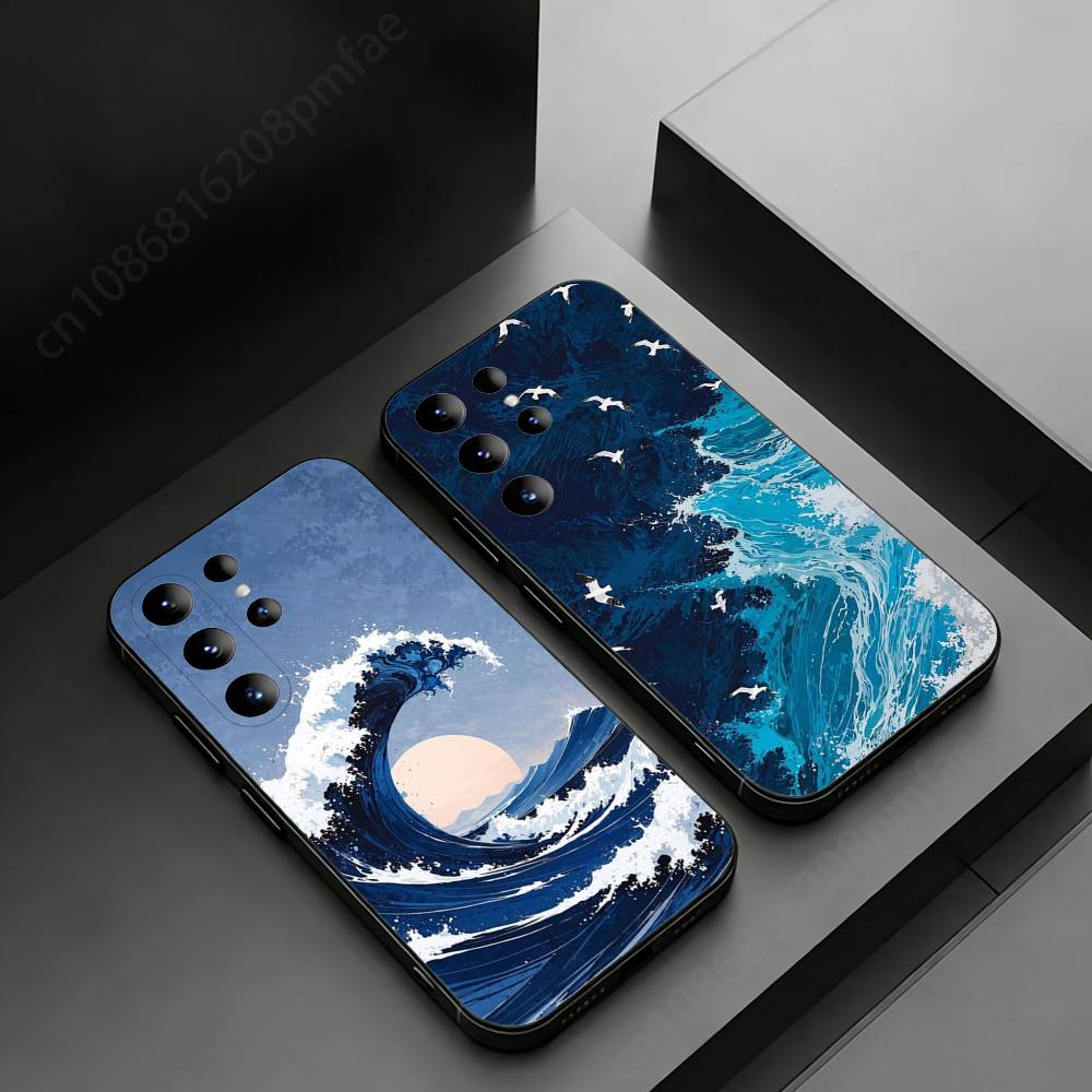 Moderne Kunst Wellen Handyhülle für Samsung Galaxy S20,23 Ultra S24,22 Plus S25,26,21FE TPU Hülle