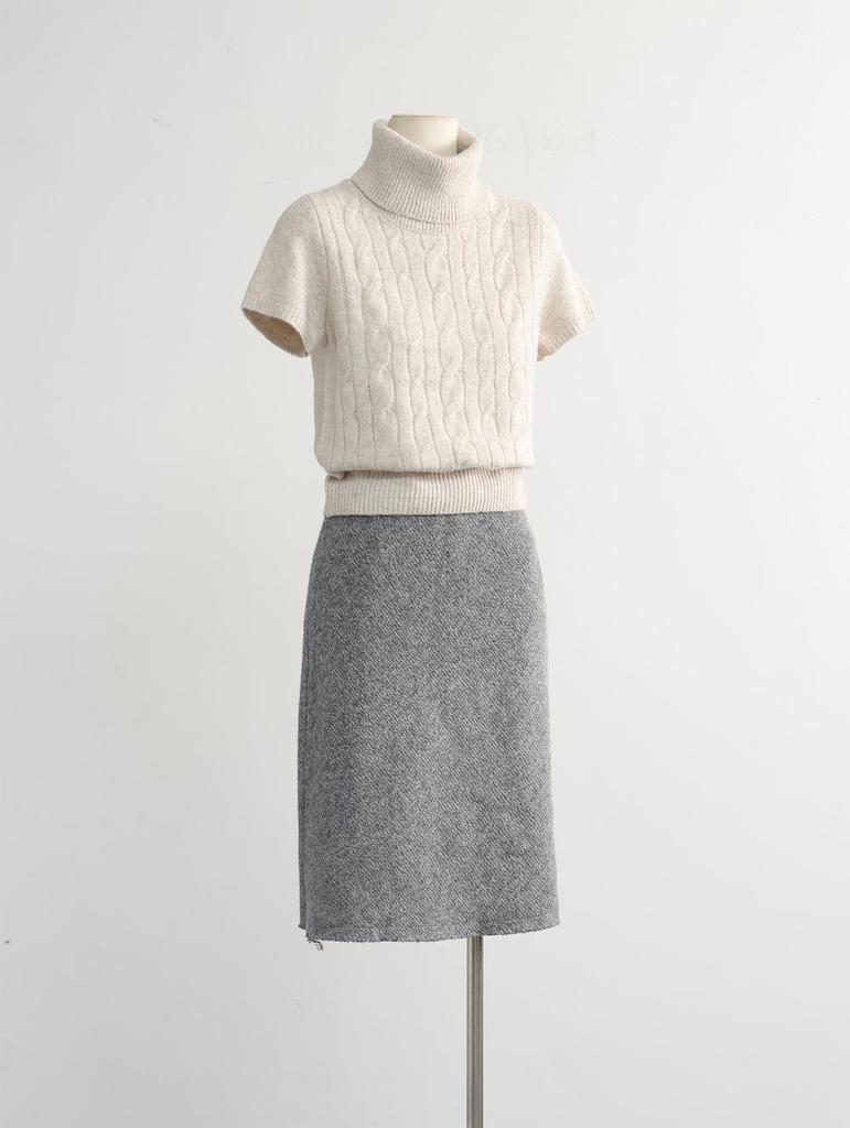 Women's Versatile Liu Liu Style High Neck Short Sleeve Knit Wool Sweater