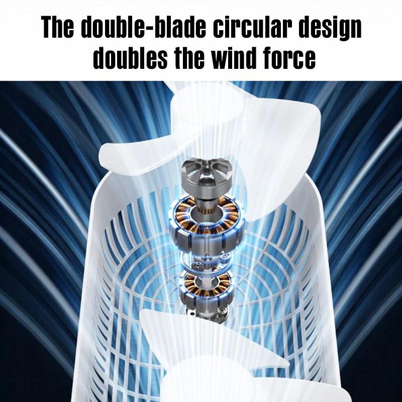 Portable Desktop Fan Cordless Desktop Shaking Fan with LED Fast USB Charging 5-speed High Wind Power