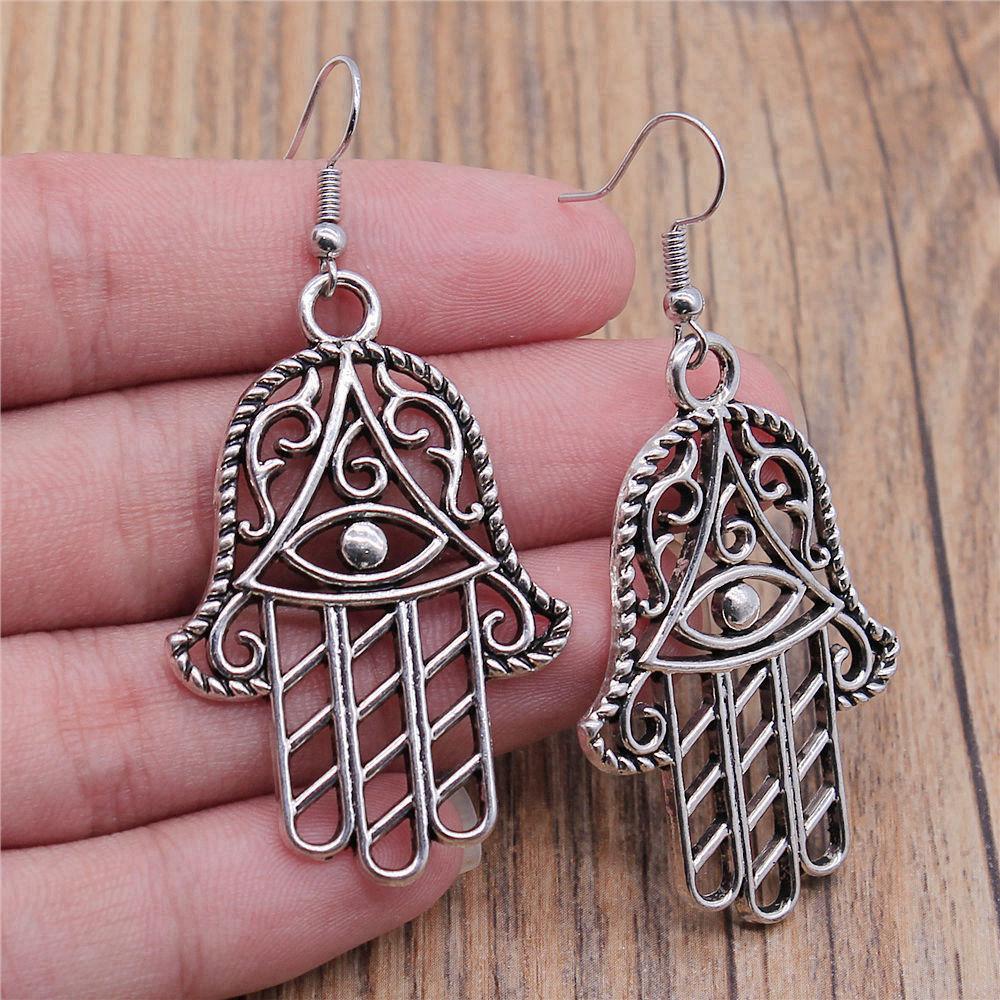 Trendy and Elegant Evil Eye Hand Talisman Amulet Drop Earrings Lucky Graduation Gift for Date Nights