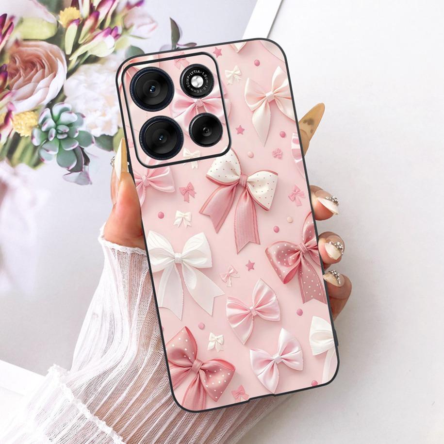 Coque Pour Motorola Moto G56 Housse 2025 Nouvelle Élégante Nœud Papillon Fleur Silicone Souple Coques de Téléphone Pour Motorola Moto G66Y G66J 5G Fundas