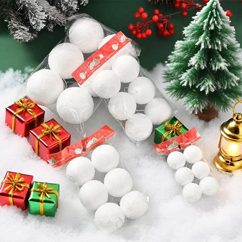 6PC Simulation Snowball Pendants Winter Foam Elegant Christmas Ornaments Holiday White Parties Hanging Snowball Xmas Tree 3 Sizes
