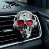 Gothic Auto Accessories Skull Car Vent Clips, Metal Head Air Essential Oil Diffuser for Freshener Charm, Halloween Interior Accessory Men Women Retro
