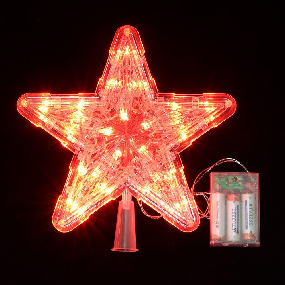 Ornaments Five-pointed Star Lamp Night Light Christmas Tree Top Ornaments LED Glowing Star