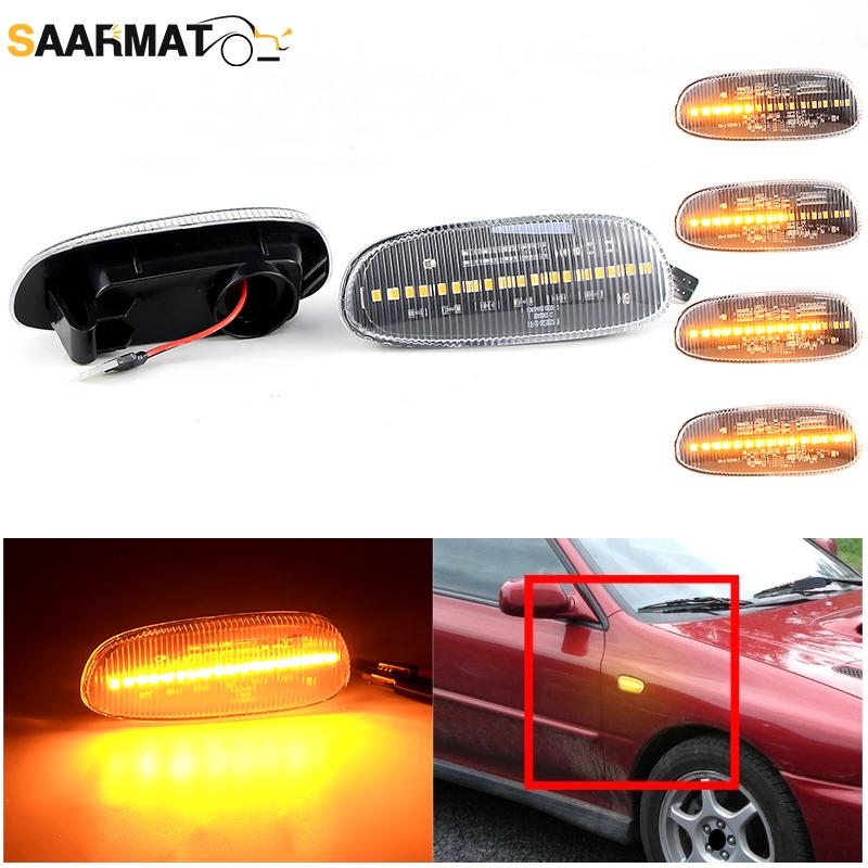 2pcs Dynamic LED Turn Signal Lamp For Subaru Impreza 1993-2001 Amber Turn Signal Lights DC12V T10-Plug OEM#:84401FA050 84401FA04