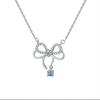 S925 Sterling Silver Aquamarine Zircon Bow Necklace for Women