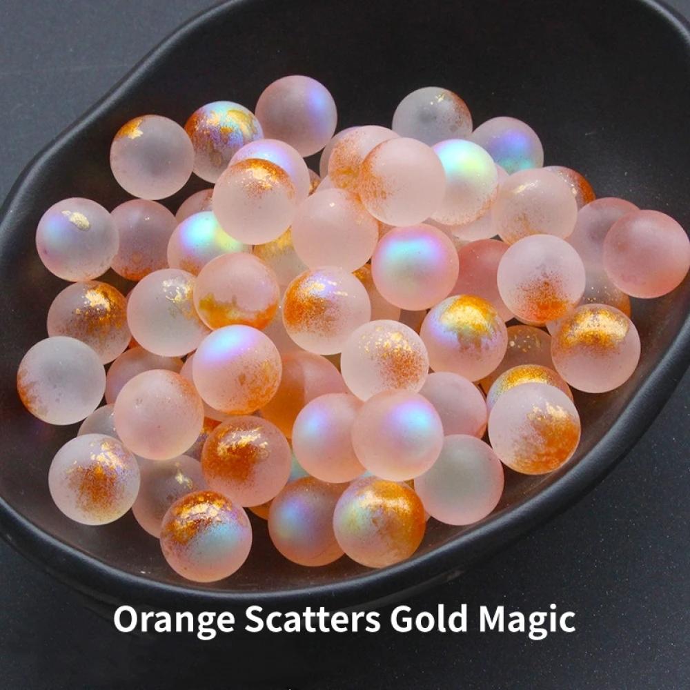 

10 шт. Стеклянные шарики со звездными вкраплениями, Аксессуары для веселых игр с шариками, Украшение для аквариума, двора, бонсая, дорожки оранжевый