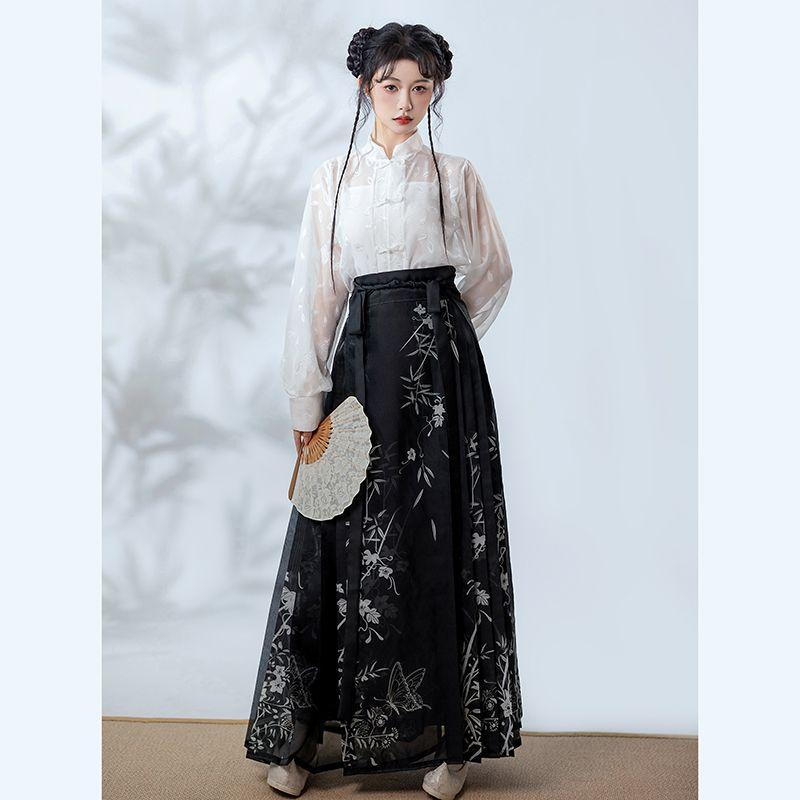 China Ming Dynasty Style Hanfu Women Suit Horse-face  Skirt Improved Suit