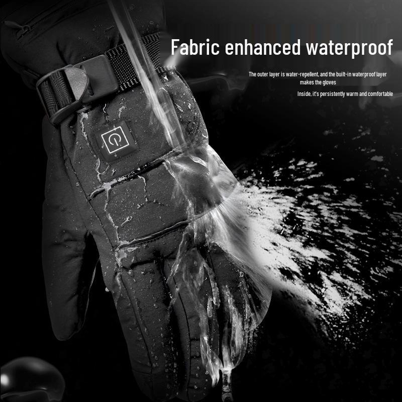 Electric Heated, Windproof, Waterproof Touchscreen Winter Gloves for Motorcycle Riding & Skiing