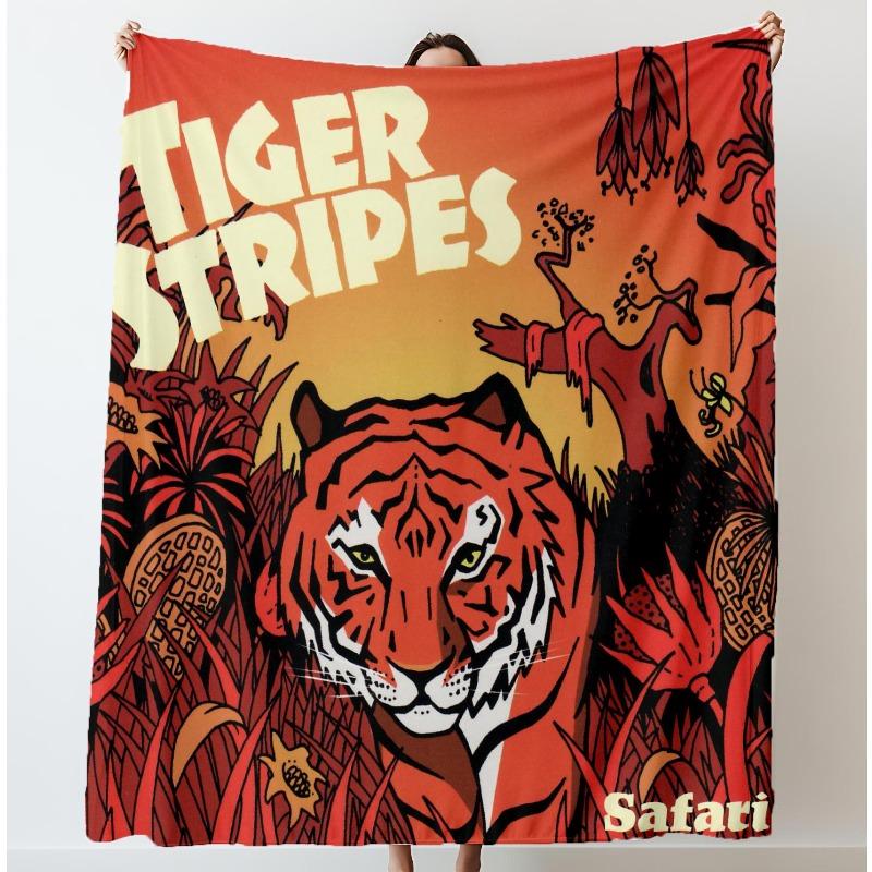 

100% faux plush Tiger King of Beasts domineering tiger stripes Blanket Super Soft Lightweight Fleece Gift for Couch Sofa bed 75x90cm