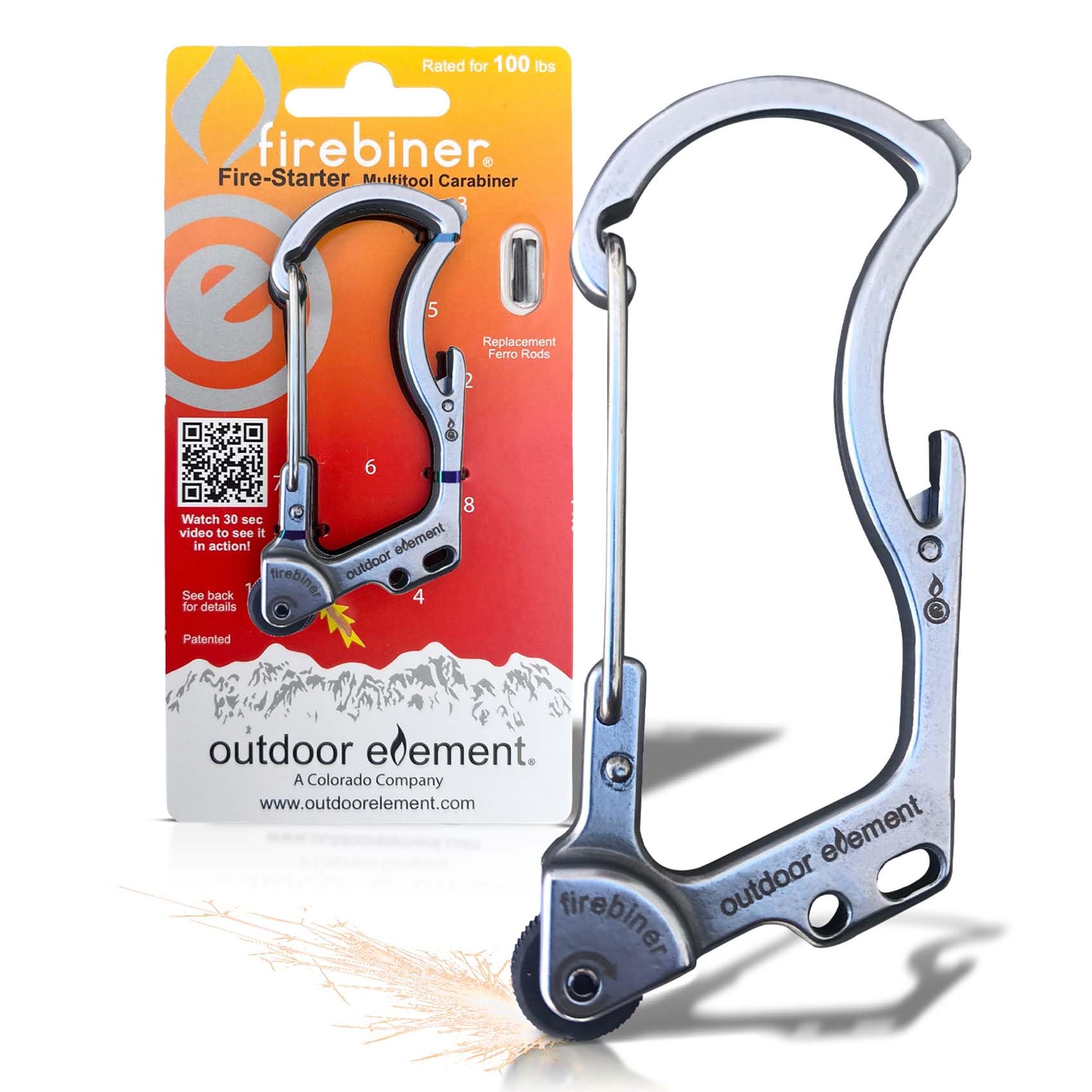 

Outdoor Element Carabiner Fire Biner Японський багатофункціональний інструмент Silver Thorn 61102 [Оригінальний продукт]