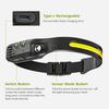 Induction Headlamp COB+LED Head Flashlight Built in Battery USB Rechargeable Outdoor Waterproof Camping Fishing Work Lantern