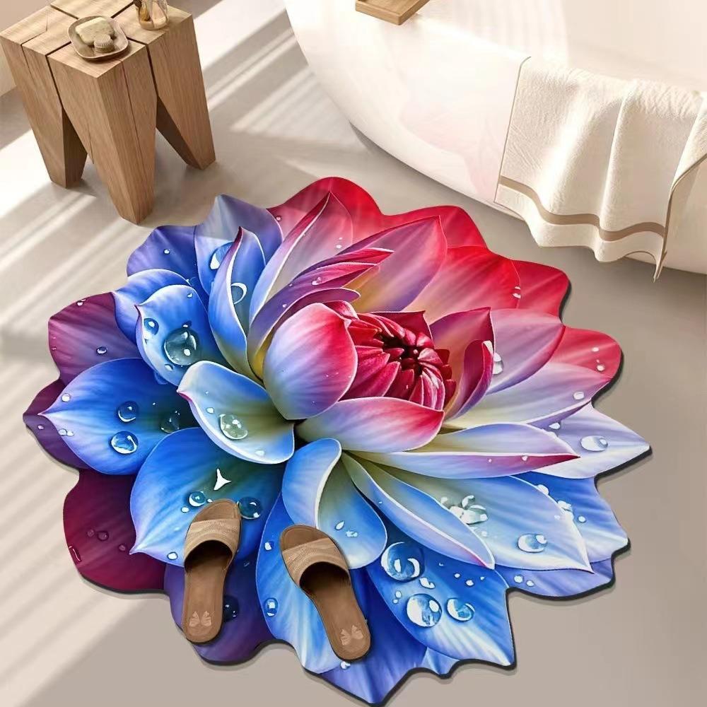 3D Flower Carpet Absorbent Anti Slip Easy To Maintain Living Room Coffee Table Dirt Resistant Carpet