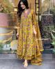 Indian Designer A-line Kurta Pant Dupatta Set Women Party Wear Top Tunic Salwar Suit Kurti