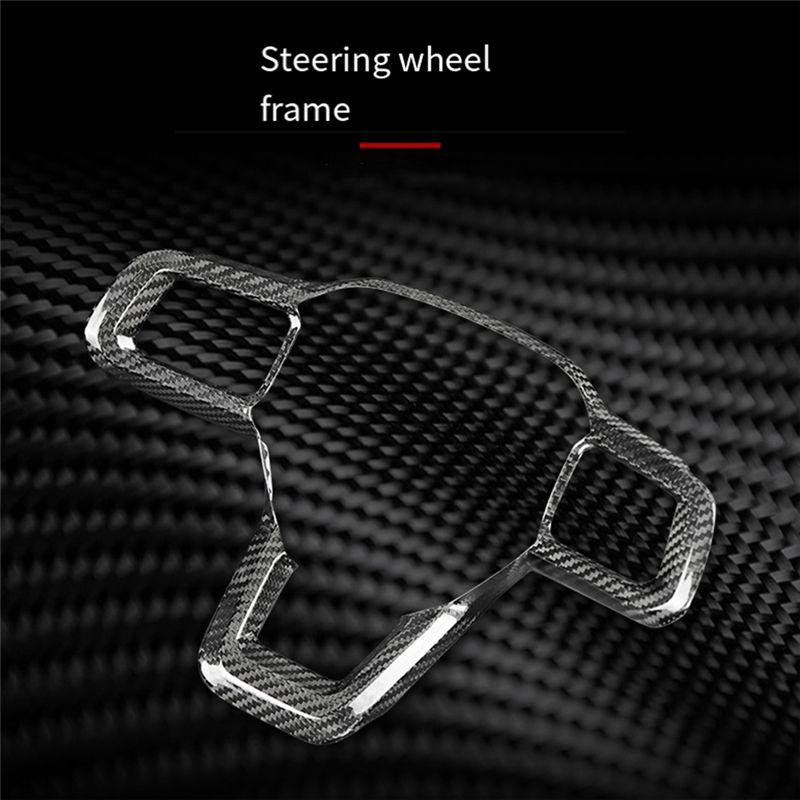 Real Carbon Fiber Interior Car Steering Wheel Button Frame Panel Cover Trim Accessories For Ford Mustang 2024+-T61C