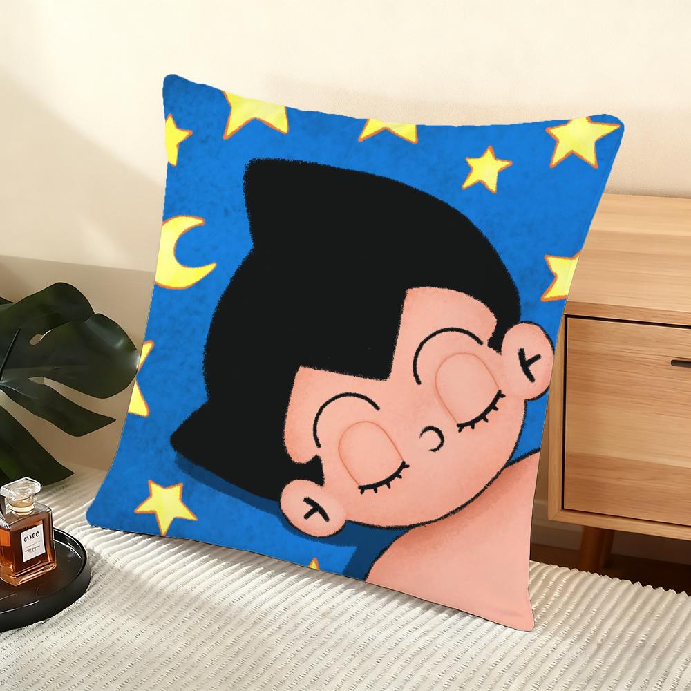 

Cushion Cover Silky Short Plush Home Sofa Cushion Cover - Invisible Zipper Home Decoration A-Astro Boy Cartoon 12x12Inch