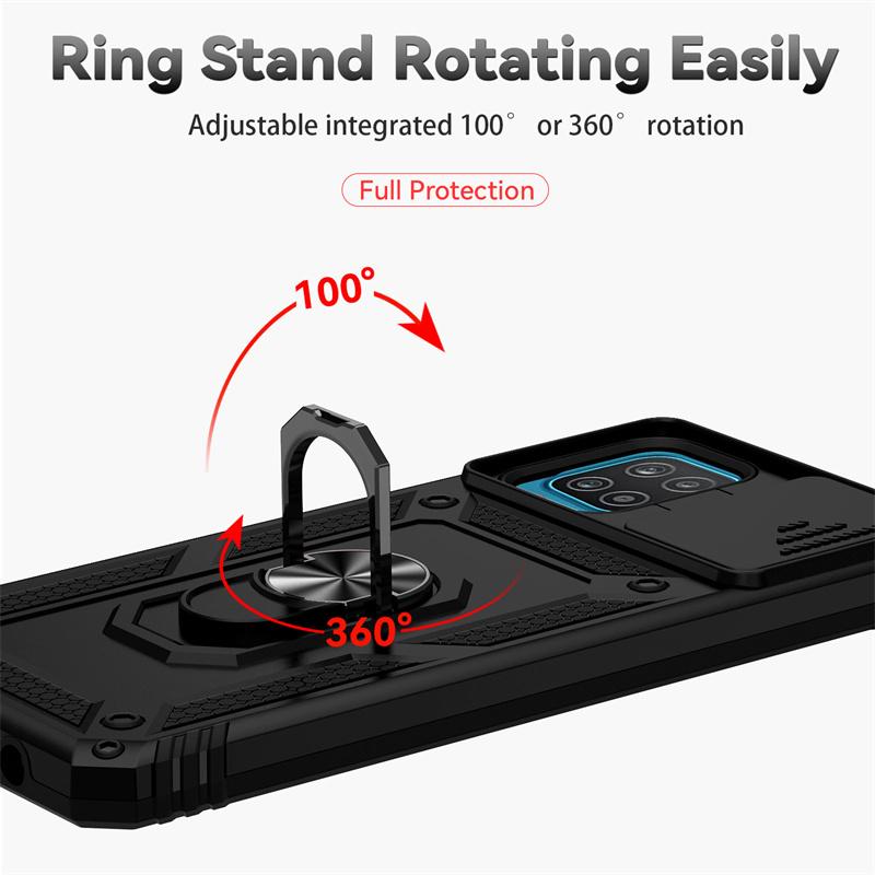 Armor Slide Camera Case For Samsung Galaxy A12 A22 A32 A52 A72 M33 M53 M23 Magnet Holder Ring Cover For GalaxyA52S  A 32 Funda